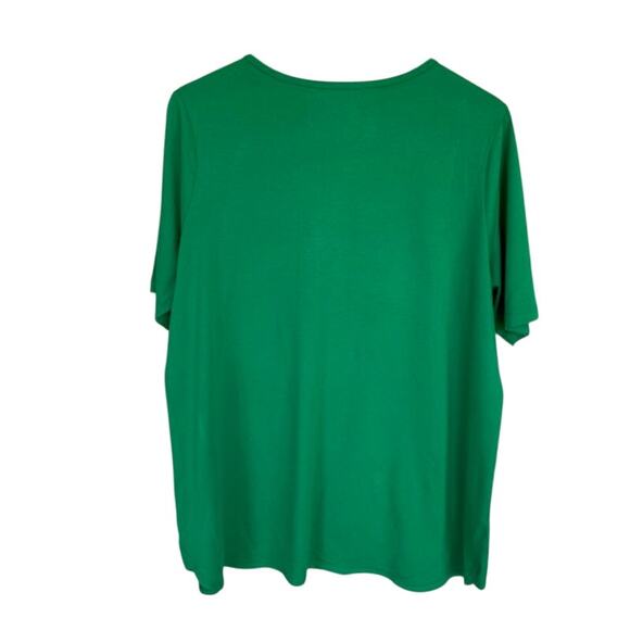 Susan Graver Kelly Green Scoop Neck T-Shirt - Size 1X - Picture 3 of 4